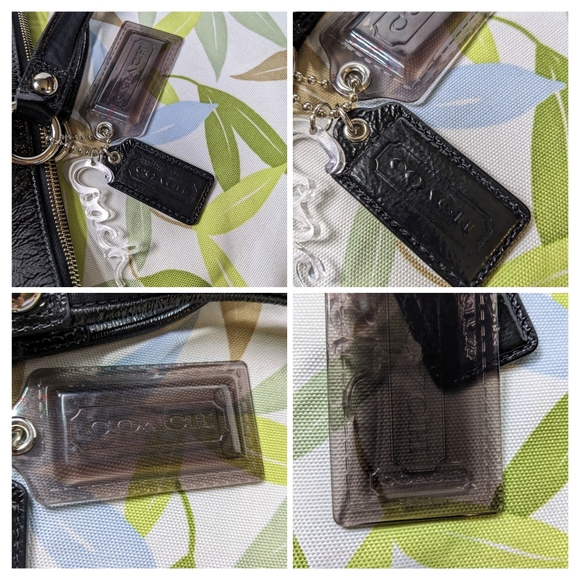 Coach Poppy Black Liquid Gloss Large Zip-top Carry-all Tote Handbag, 3 Hang Tags - Picture 6 of 14